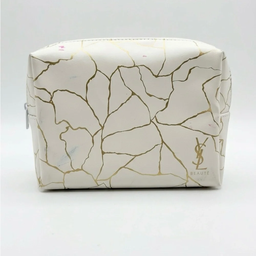 YSL BEAUTE Cosmetic Case with Gold Vein Detailing